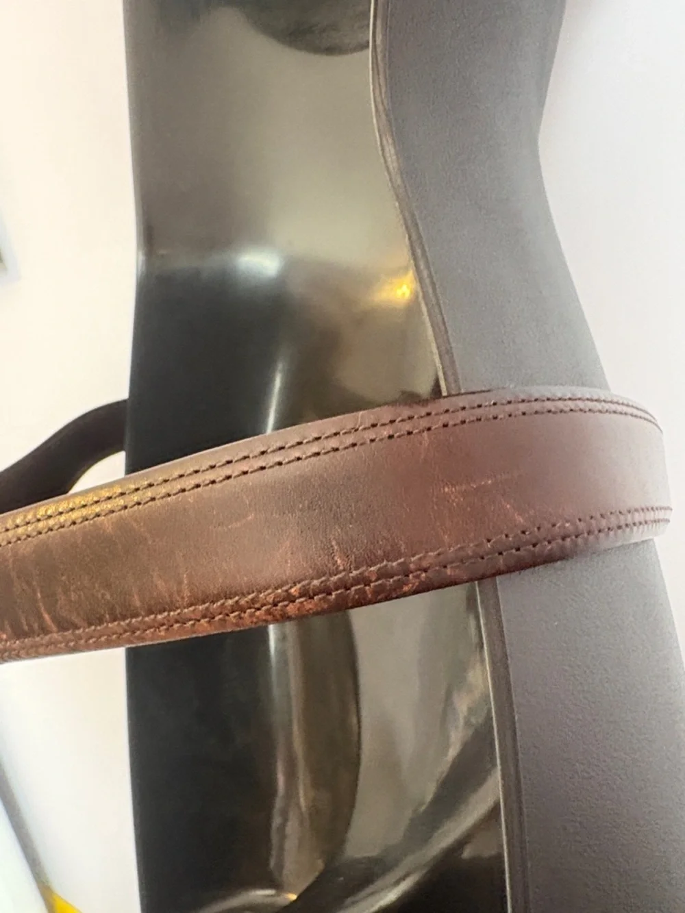 Coach Brown Leather Belt with Silver Metal Buckle